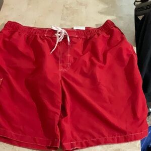 St. John's Bay Red Swim Trunks Quick-Drying Adjustable Fit